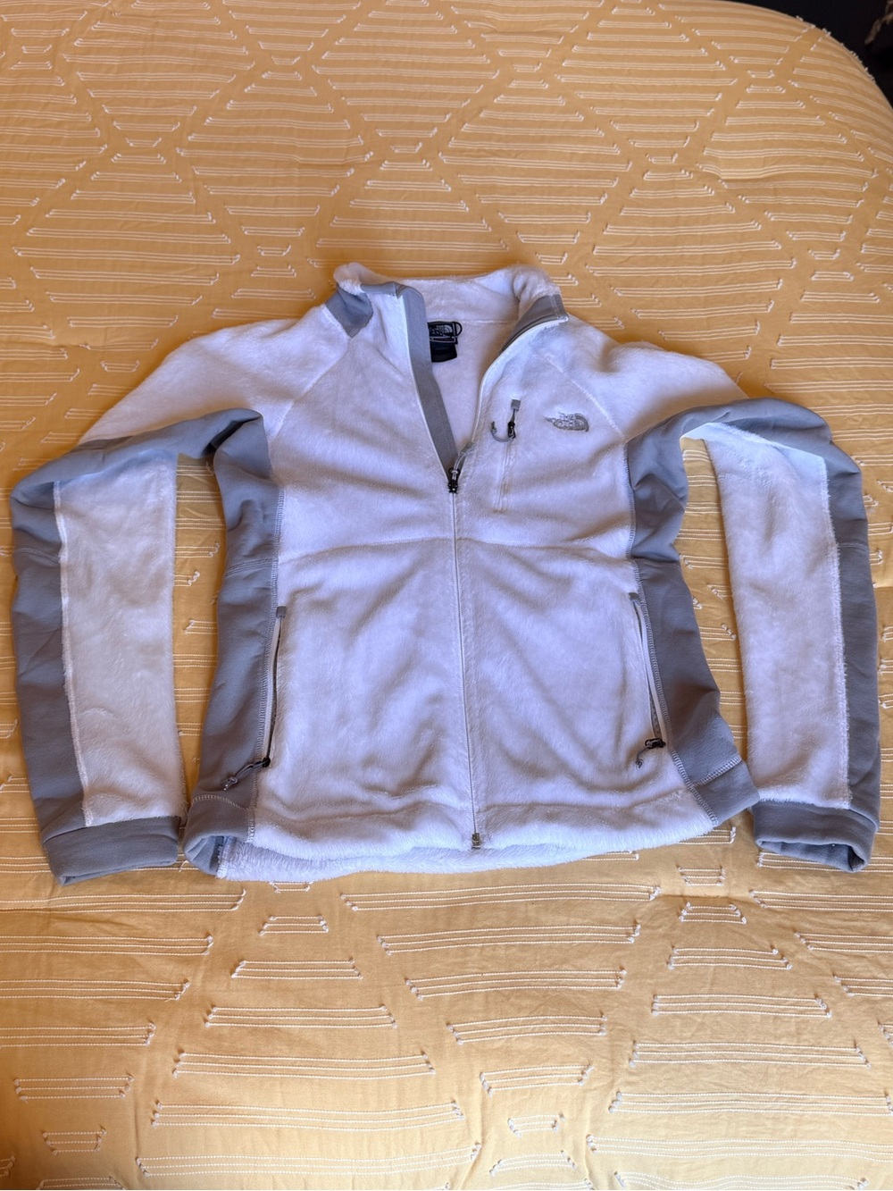 The North Face Women's Light Gray Fleece Jacket with Gray Panels